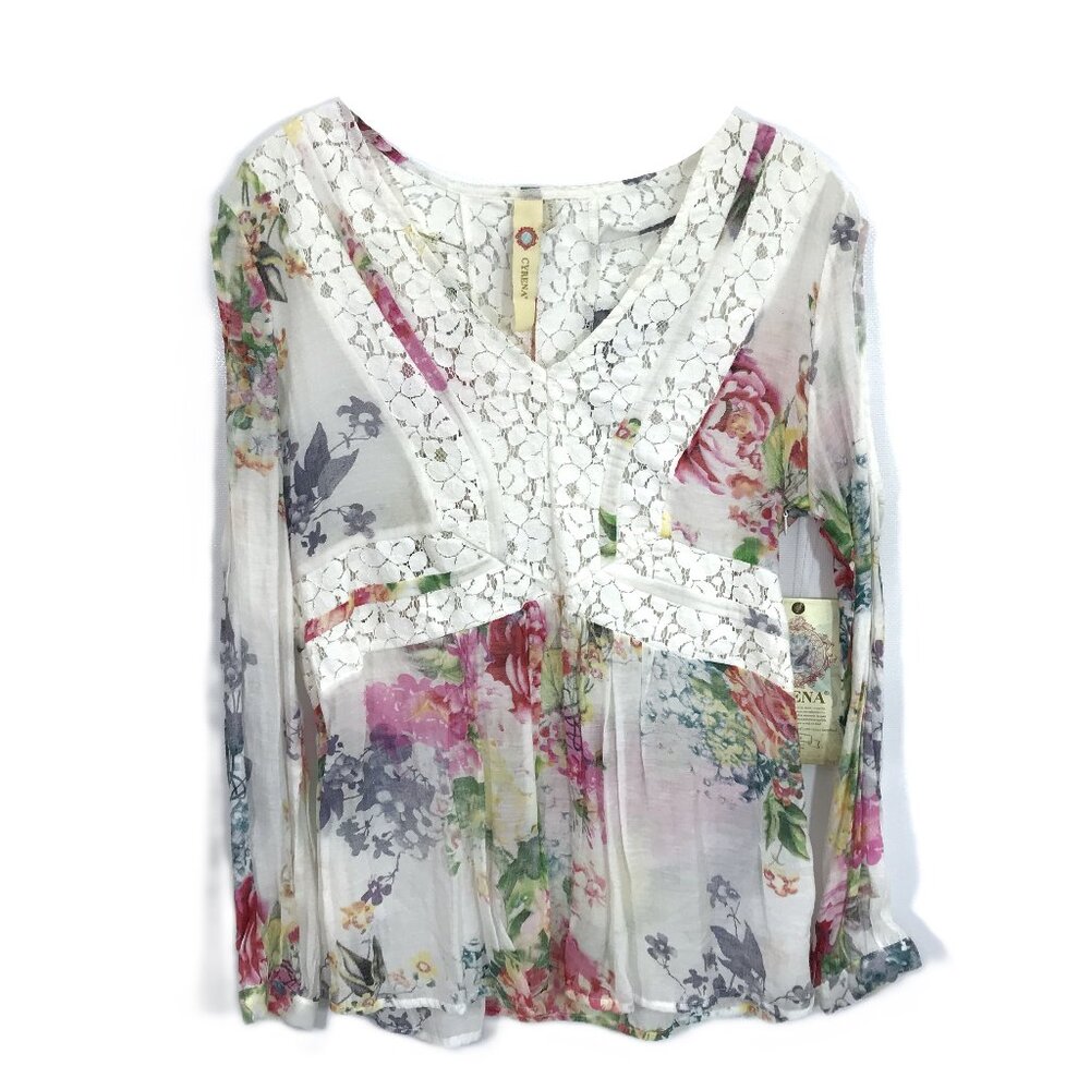 Floral Lace Blouse Top  M Anthro Cyrena